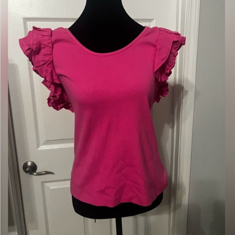 Women's Pink Ruffle Sleeve Top